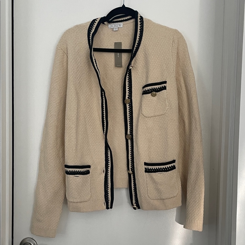 J. Crew Beige Blazer with Black Trim